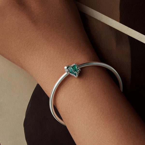 925 Sterling Silver Retro Heart Shaped Beads In Charms & Pendants