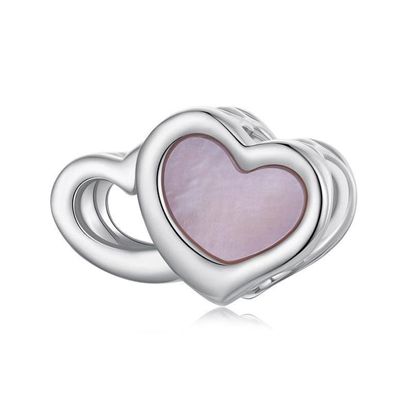925 Sterling Silver Platinum Plated Pink Heart Diy Beads Charms & Pendants