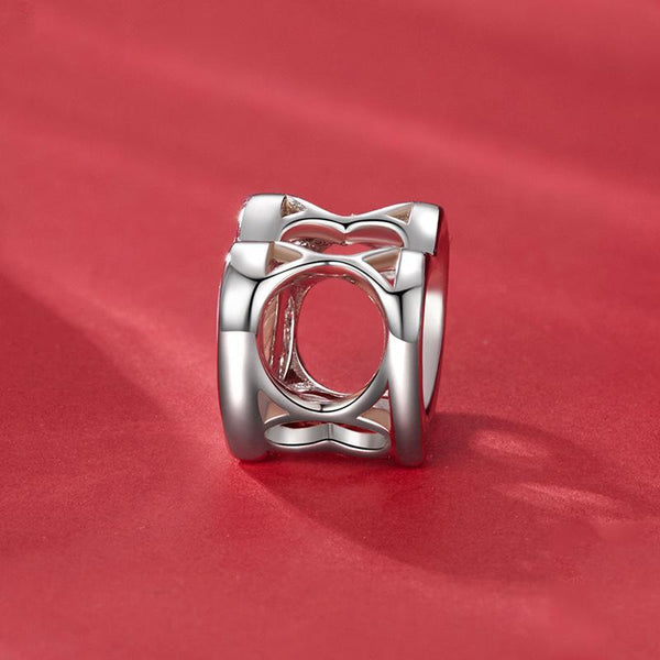 925 Sterling Silver Platinum Plated Pink Heart Diy Beads Charms & Pendants