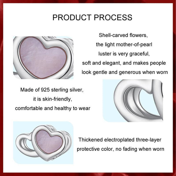 925 Sterling Silver Platinum Plated Pink Heart Diy Beads Charms & Pendants