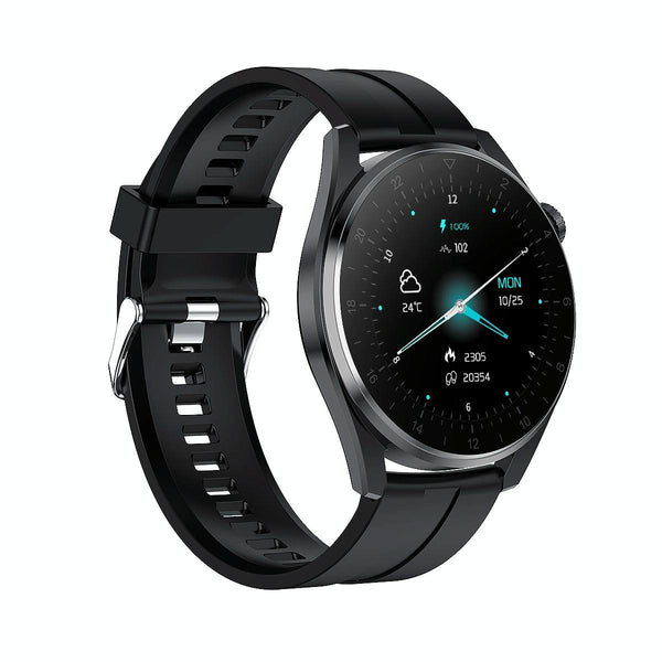 Waterproof Silicone Smartwatch With Colour Display Black Smart Watches
