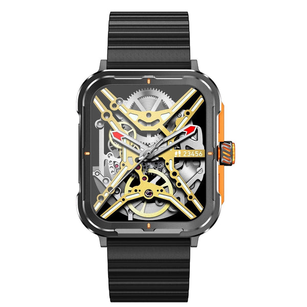 1.9 Inch Tft Square Screen Smart Watch Supports Blood Pressure Monitoring Black Orange Smart Watches