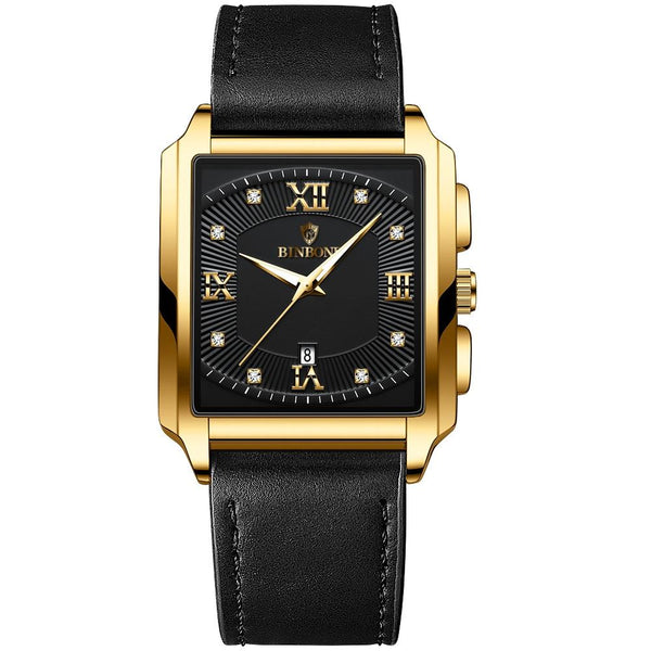 Waterproof Men Quartz Watch Rectangular Outdoor Design Full Gold Gold Watches