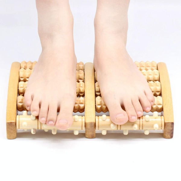 5 Row Foot Massager Wooden Roller 27X19x4.5Cm Massagers
