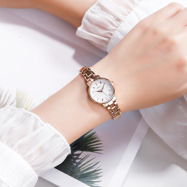 Fashion Women Quartz Watch With Steel Band Business And Leisure Rose Gold Watches