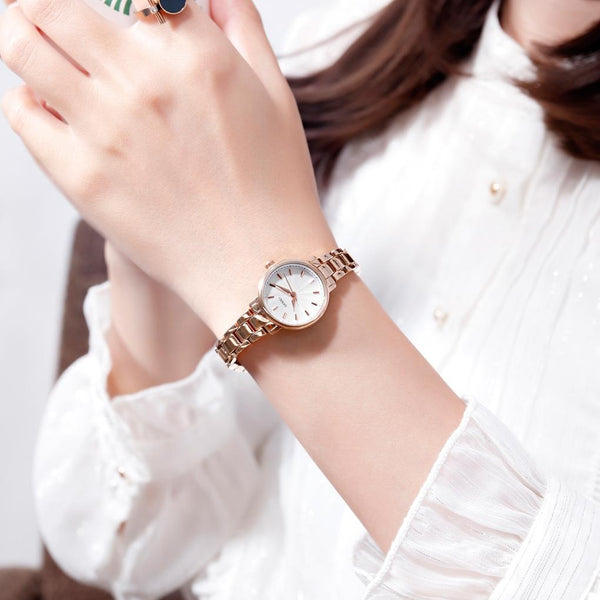 Fashion Women Quartz Watch With Steel Band Business And Leisure Rose Gold Watches
