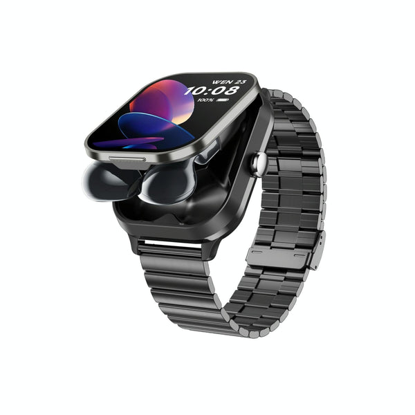 2.01 Inch Bluetooth Earphone Smart Watch With Nfc & Steel Strap Black Smart Watches