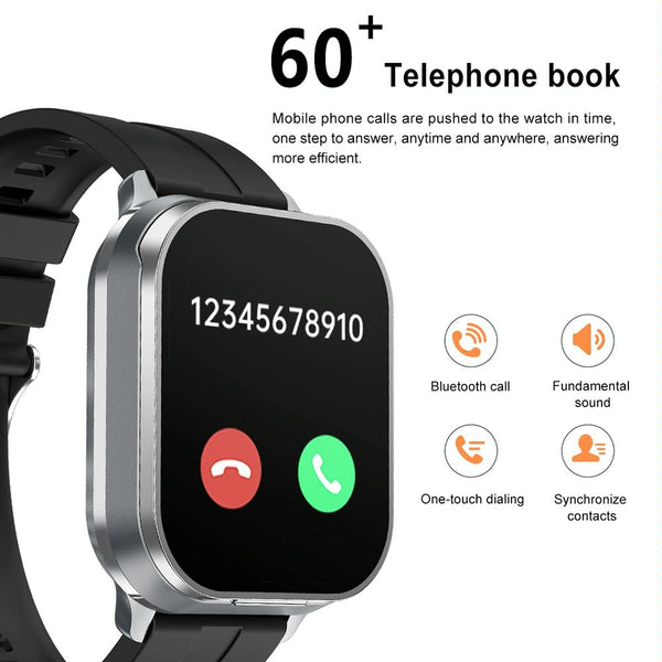 2.01 Inch Bluetooth Earphone Smart Watch With Nfc & Steel Strap Black Smart Watches