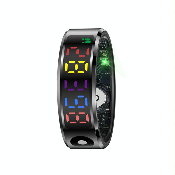 Smart Ring Heart Rate Blood Oxygen Sleep Sports Size 9 Black Activity Trackers