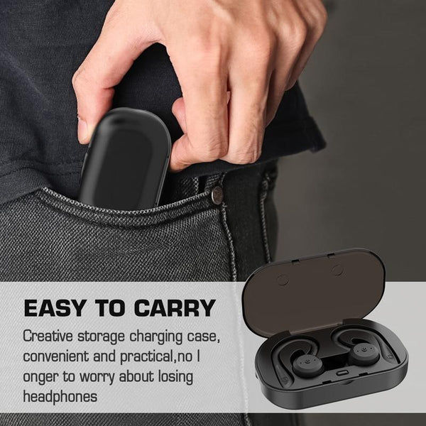 Waterproof Tws Wireless Earphones For Sports Mounted Black Earbuds