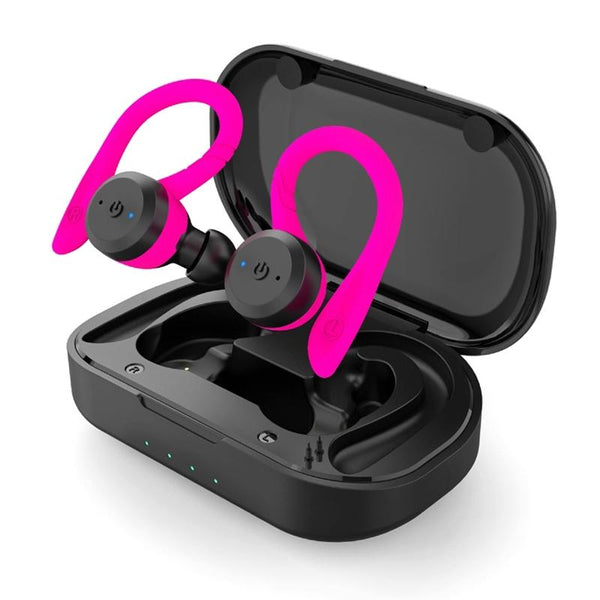 Waterproof Tws Wireless Earphones For Sports Mounted Black Earbuds