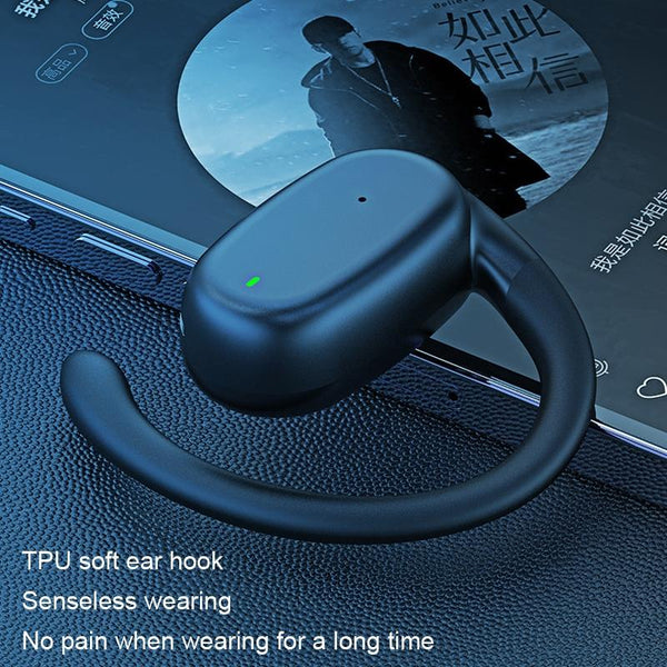 Wireless Single Ear Bluetooth Earphone Hanging Design Black Earbuds