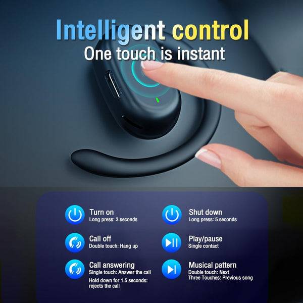 Wireless Single Ear Bluetooth Earphone Hanging Design Black Earbuds