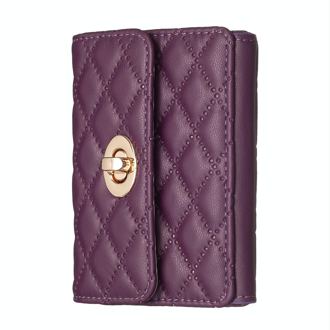 Horizontal Card Bag Mobile Phone Back Sticker With Metal Buckle Dark Purple Cases Covers & Skins