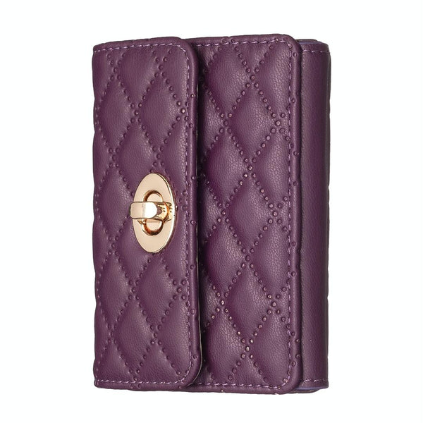 Horizontal Card Bag Mobile Phone Back Sticker With Metal Buckle Dark Purple Cases Covers & Skins