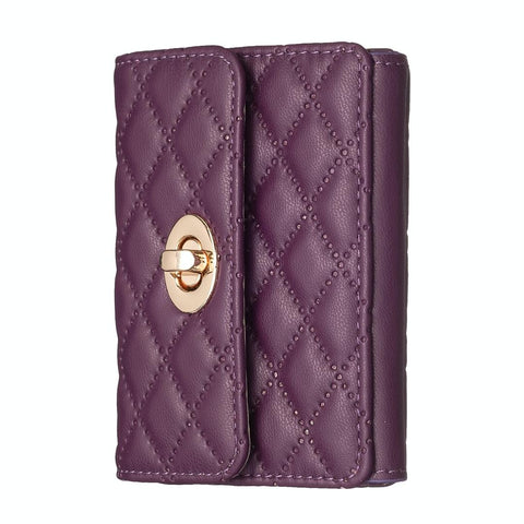 Horizontal Card Bag Mobile Phone Back Sticker With Metal Buckle Dark Purple Cases Covers & Skins