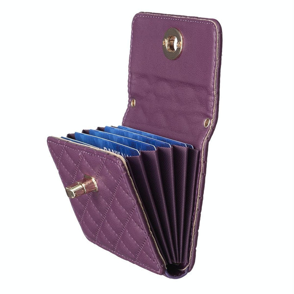 Horizontal Card Bag Mobile Phone Back Sticker With Metal Buckle Dark Purple Cases Covers & Skins