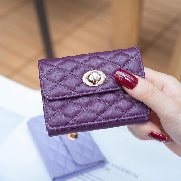 Horizontal Card Bag Mobile Phone Back Sticker With Metal Buckle Dark Purple Cases Covers & Skins