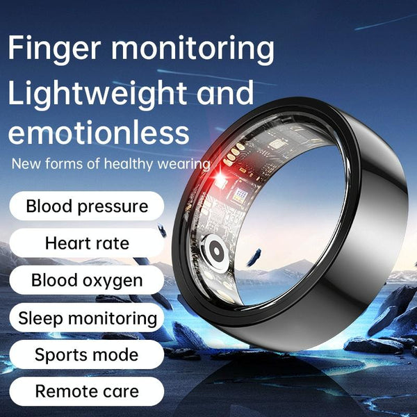 Smart Ring With Heart Rate Blood Oxygen Sleep & Sports Modes Size 10 Black Activity Trackers