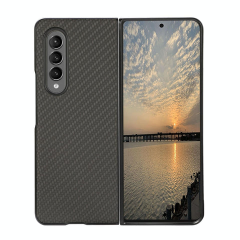 For Samsung Galaxy Z Fold4 5G Carbon Fiber Texture Leather Phone Case Pu Material Black Other Mobile Accessories