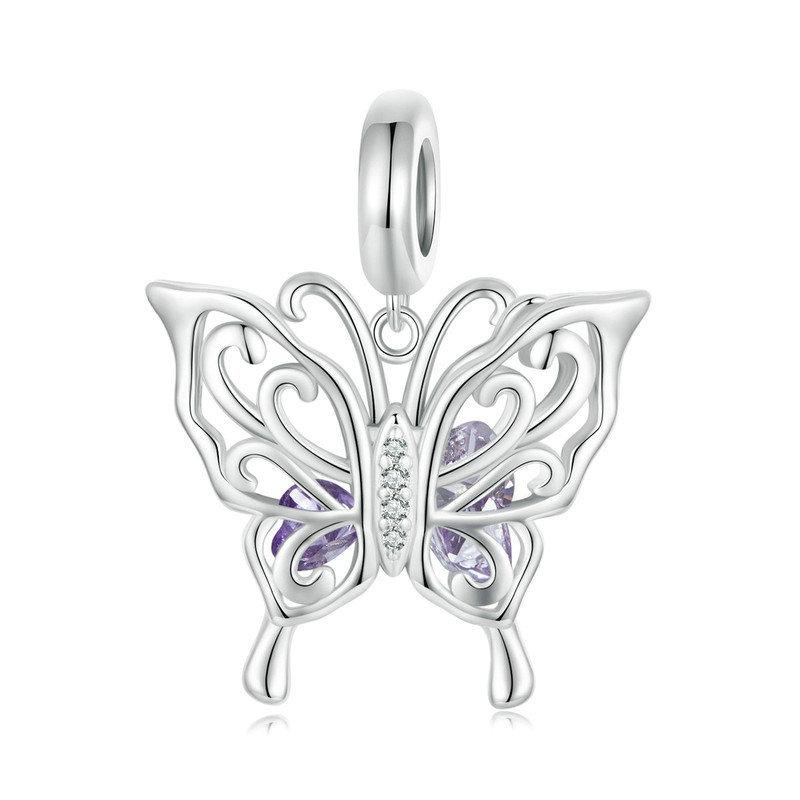 925 Sterling Silver Platinum Plated Butterfly Diy Beads Charms & Pendants