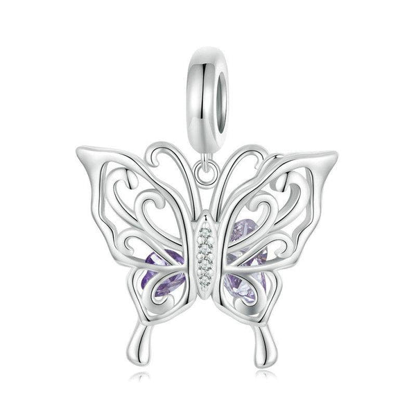 925 Sterling Silver Platinum Plated Butterfly Diy Beads Charms & Pendants