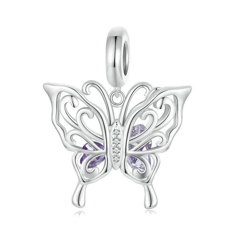 925 Sterling Silver Platinum Plated Butterfly Diy Beads Charms & Pendants