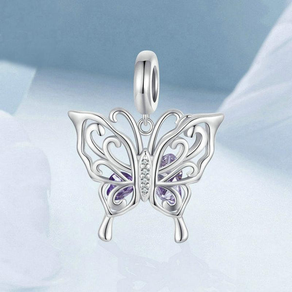 925 Sterling Silver Platinum Plated Butterfly Diy Beads Charms & Pendants