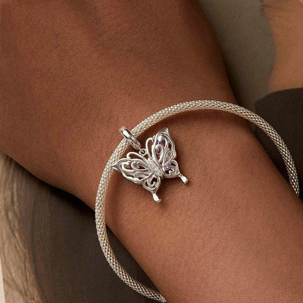 925 Sterling Silver Platinum Plated Butterfly Diy Beads Charms & Pendants