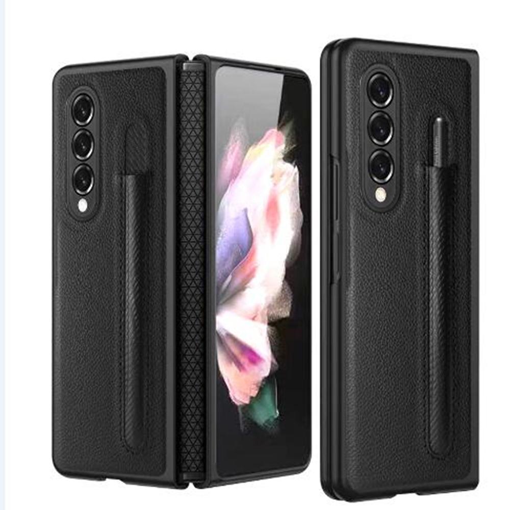 For Samsung Galaxy Z Fold4 5G Litchi Texture Hinge Case Black Cases Covers & Skins