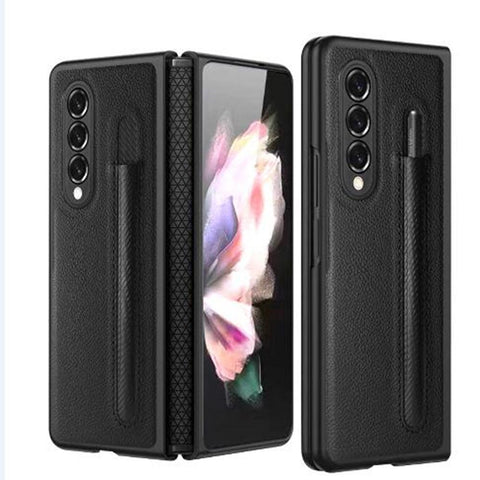 For Samsung Galaxy Z Fold4 5G Litchi Texture Hinge Case Black Cases Covers & Skins