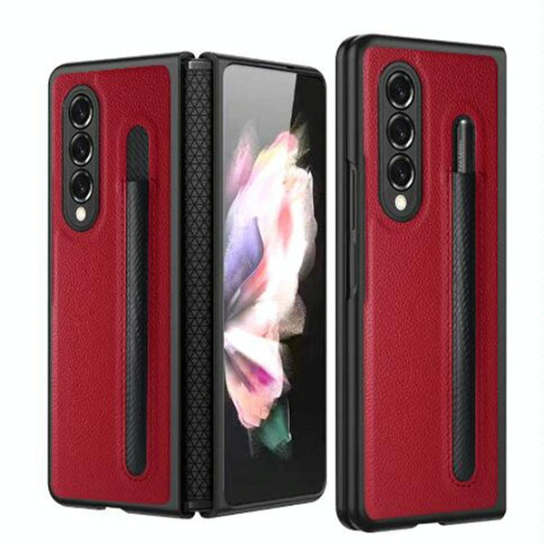 For Samsung Galaxy Z Fold4 5G Litchi Texture Hinge Case Black Cases Covers & Skins