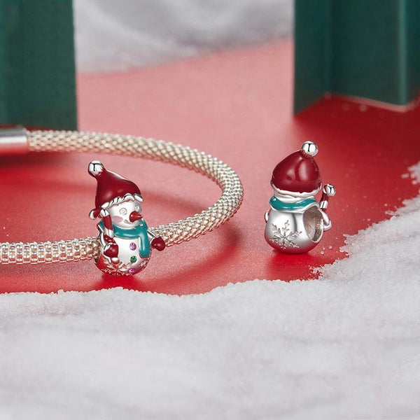 925 Sterling Silver Snowman Bracelet Beads Charms & Pendants