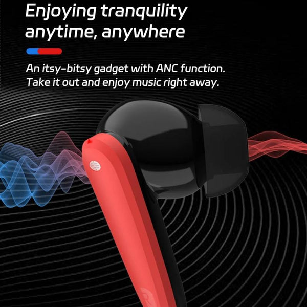 Wireless Noise Cancelling Bluetooth Music Cube Red Earbuds