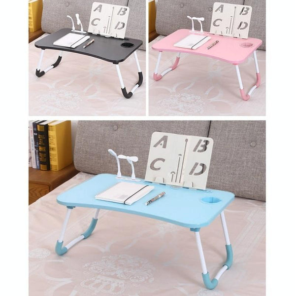 Folding Desk With Fan & Lamp Compact Design Cool Black Laptop Desks