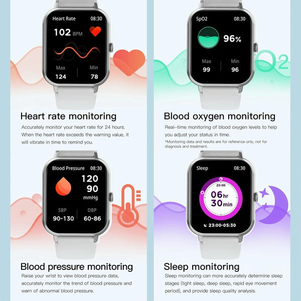 1.83 Inch Touch Screen Ai Voice Heart Rate Blood Oxygen Pressure Sleep Monitoring Black Smart Watches