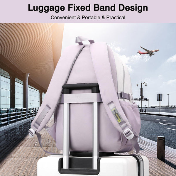 Versatile 15.6 Backpack For School & Work Casual Design Purple White Backpacks & Bags