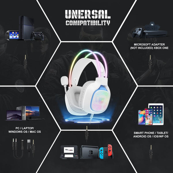 Colourful Light Gaming Headset With Mic 1.8M Cable Black Headsets
