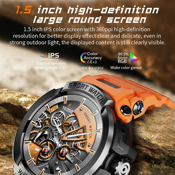 1.5 Inch Colour Screen Bluetooth Smart Watch Health & Sports Monitoring Black Smart Watches