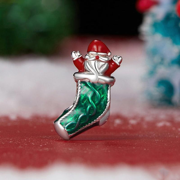 925 Sterling Silver Santa Bracelet Christmas Beads Bracelets