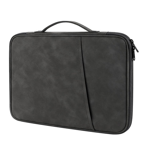 Grey Sheepskin Leather Bag For 9.7 11 Inch Laptops Portable And Stylish Laptop Cases & Bags