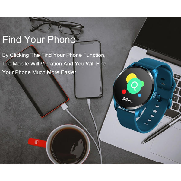 1.28 Inch Tft Colour Screen Ip67 Waterproof Smart Watch Support Body Temperature Monitoring Sleep Heart Rate Blue Smart Watches
