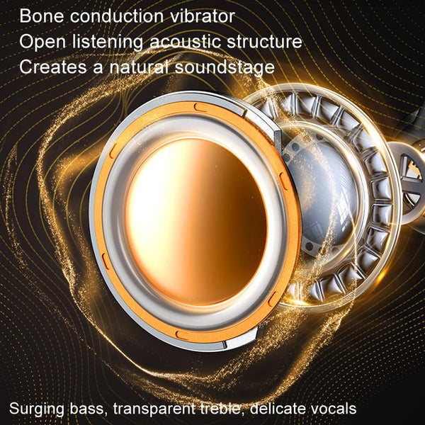 Wireless Bone Conduction Earphones Openbuds Clip On For Sports Black Headsets & Earpieces