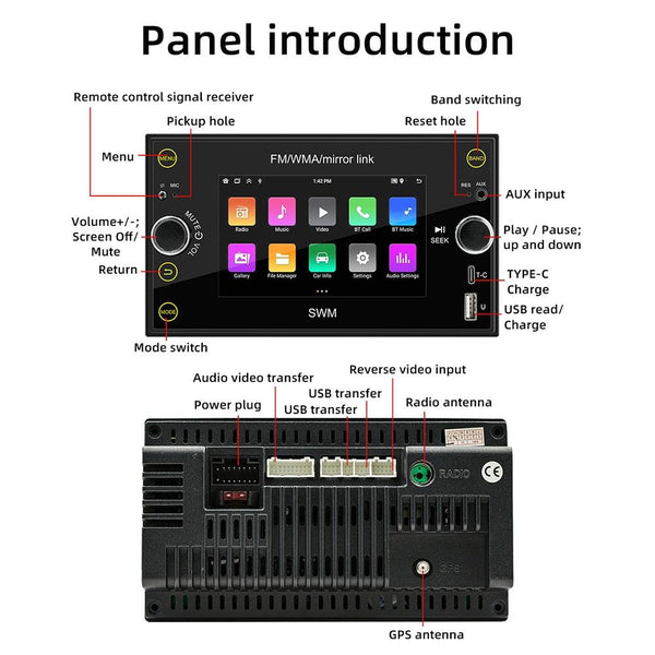 Android 12 Car Locator Technology Navigation Player 1Gb + 32Gb Carplay / Auto Mirrorlink Wifi Other Car Video
