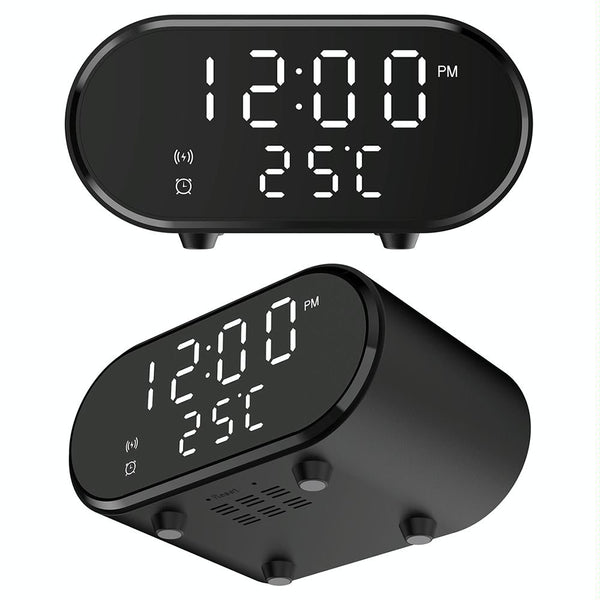 15W Wireless Charger With Mirror & Clock Black Chargers & Cradles