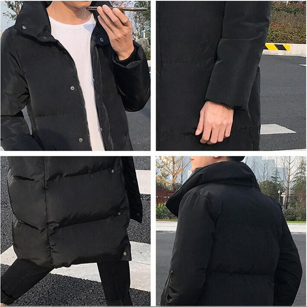 Mens Long Down Jacket Coat Winter Parkas Thick Warm Slim Fit Male Overcoat Size Xxl Black Coats Jackets & Vests