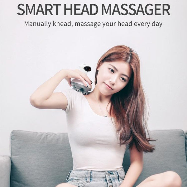 Smart Vibrating Kneading Head Massager English White Massagers