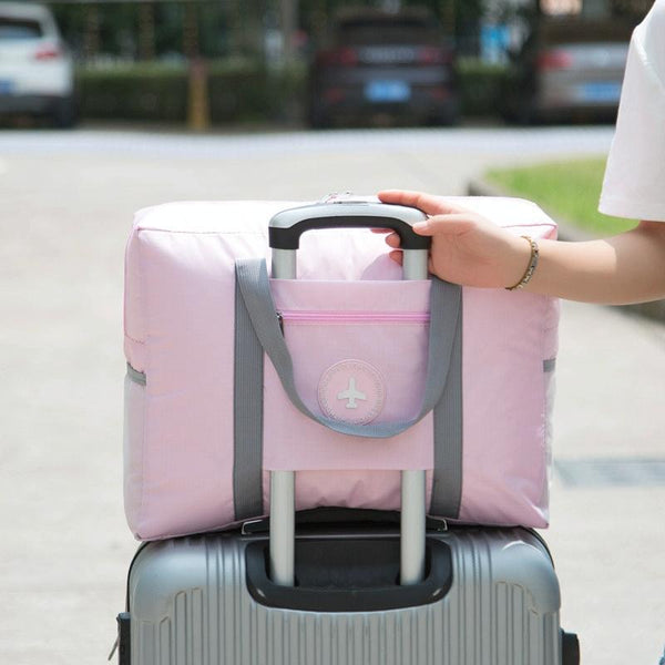 Folding Travel Bag With Trolley Case For Luggage Black Other Luggage