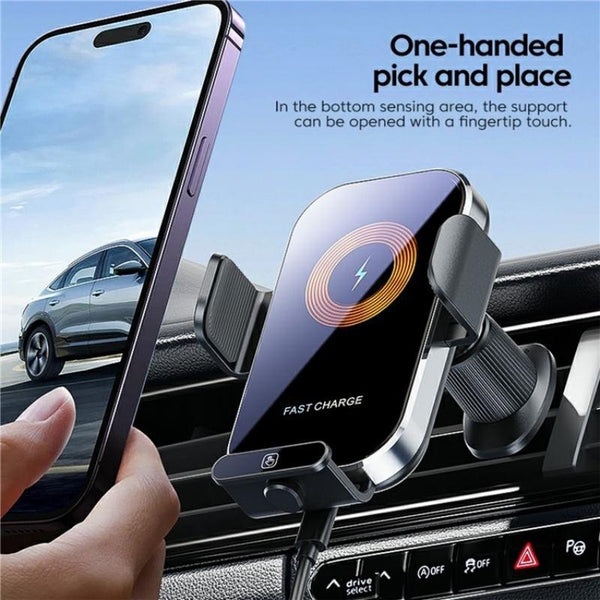 Intelligent Wireless Car Vent Charger 66W High Power Silver Chargers & Cradles