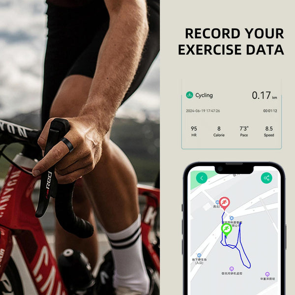 Smart Ring With Heart Rate Blood Oxygen Sleep & Sports Modes Size 13 Black Activity Trackers